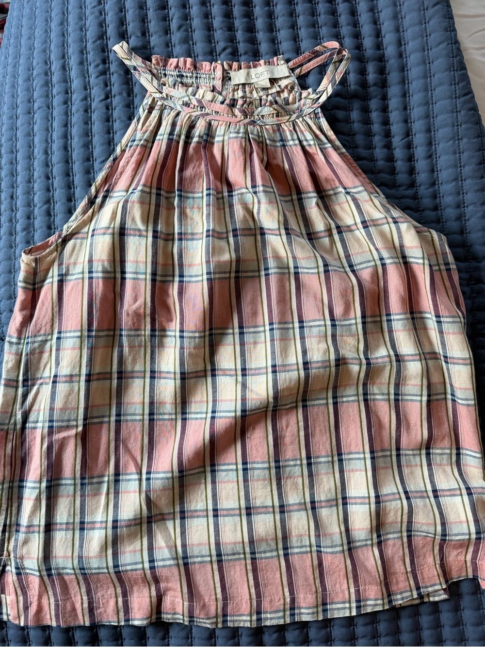 LOFT Pink and Cream Plaid Halter Top for Kids